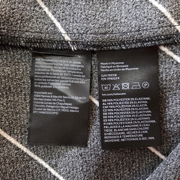 H&M Black and White Long Sleeve High Neck Ruched Dress Size Small - Picture 6 of 7